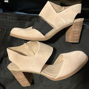 Toms Beige Block Heel Sandals